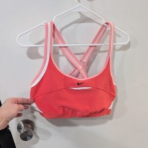 Nike Women's Coral and White Sports Bra